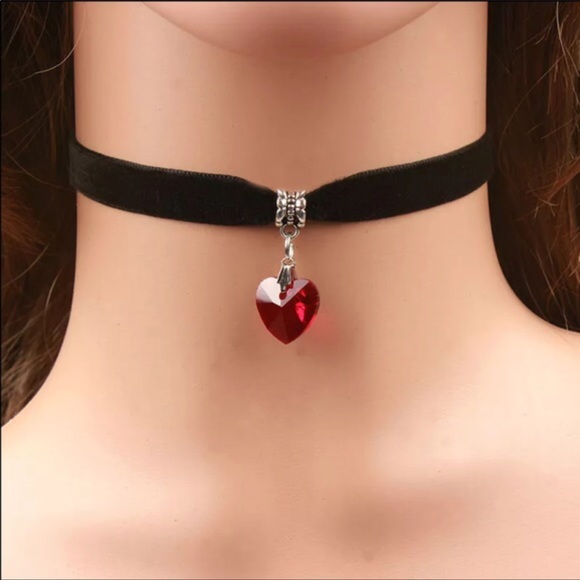 BOGO Sale!! 2 Gothic Crystal Heart Pendant Chokers - Picture 6 of 8